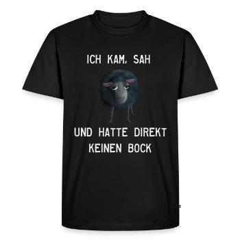Schaf - Ich kam sah und hatte keinen Bock mehr - Männer Premium Bio T-Shirt - Schwarz - Vorne - Nico (187cm)
