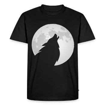 Wolf howls at the moon - Men's Premium Organic T-Shirt - black - Front - Nico (187cm)