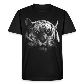 Tête de tigre tigre blanc - T-shirt Premium bio Homme - noir - Devant - Nico (187cm)
