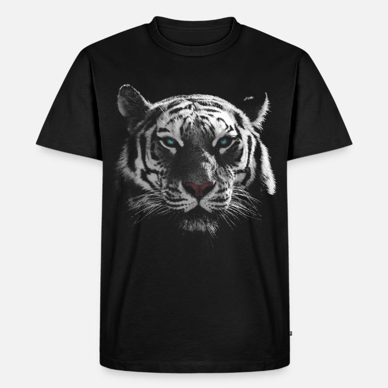 Weißer Tiger Tigerkopf - Männer Premium Bio T-Shirt - Schwarz