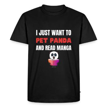 Pet Panda and Read Manga Otaku Animal Lover - T-shirt Premium bio Homme - noir - Devant - Nico (187cm)