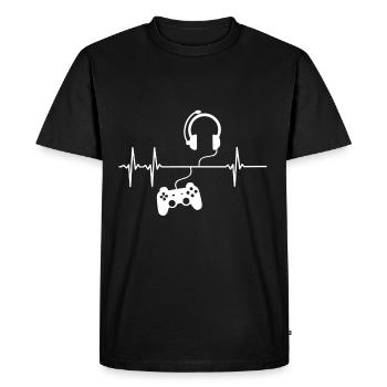 Gamer Heartbeat Zocker Heartbeat Gift - Men's Premium Organic T-Shirt - black - Front - Nico (187cm)