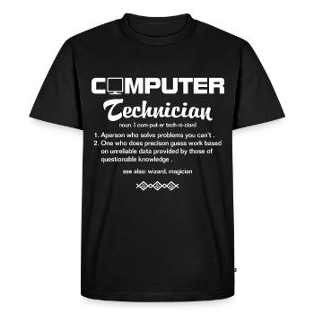 Computer Technician - T-shirt Premium bio Homme - noir - Devant - Nico (187cm)