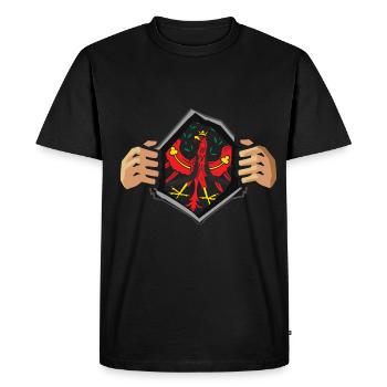 Tyrol tyrolien héros super-héros aigle sur la poitrine - T-shirt Premium bio Homme - noir - Devant - Nico (187cm)