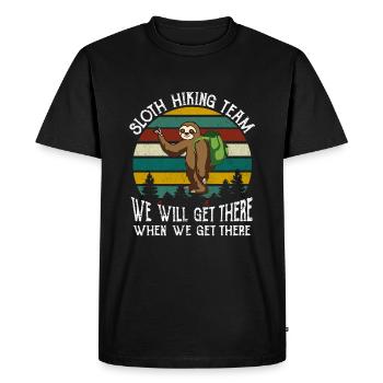 Sloth Hiking Team - Paresseux équipe de randonneurs - T-shirt Premium bio Homme - noir - Devant - Nico (187cm)