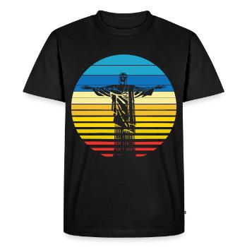 Rio de Janeiro Cristo Jesus statue sunset - Men's Premium Organic T-Shirt - black - Front - Nico (187cm)
