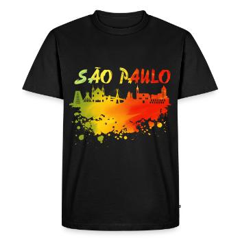 Sao Paulo colors skyline - Men's Premium Organic T-Shirt - black - Front - Nico (187cm)