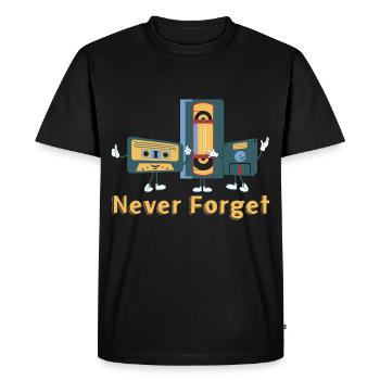 Motif rétro n’oubliez jamais - T-shirt Premium bio Homme - noir - Devant - Nico (187cm)