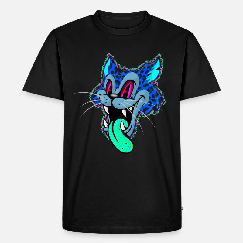 Leopard Comic Psychedelisch - Männer Premium Bio T-Shirt - Schwarz