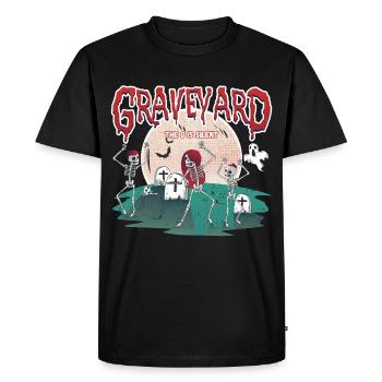 Raveyard - Skeletons dance at cemetery Halloween - Men's Premium Organic T-Shirt - black - Front - Nico (187cm)