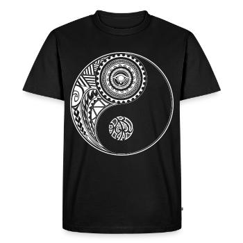Yin and Yang Maori Polynesian Tattoo Mandala Zen - Men's Premium Organic T-Shirt - black - Front - Nico (187cm)