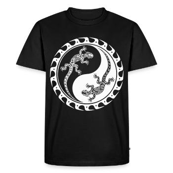 Salamander Maori Polynesian Tattoo Yin Yang - Men's Premium Organic T-Shirt - black - Front - Nico (187cm)