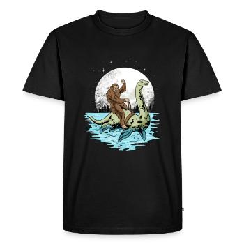 Bigfoot Chevauche Monstre Du Loch Ness - T-shirt Premium bio Homme - noir - Devant - Nico (187cm)