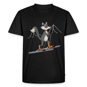 Skitour Ski Wolf - Männer Premium Bio T-Shirt - Schwarz - Vorne - Nico (187cm)