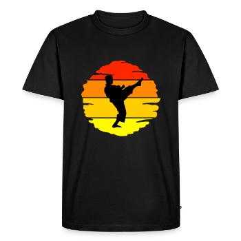 Karate Sunset - Men's Premium Organic T-Shirt - black - Front - Nico (187cm)