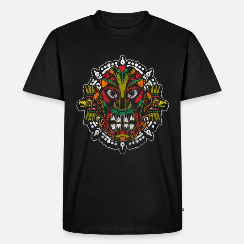 Azteken Pyramide Maori - Männer Premium Bio T-Shirt - Schwarz
