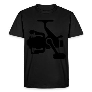Icône du symbole du moulinet de pêche - T-shirt Premium bio Homme - noir - Devant - Nico (187cm)