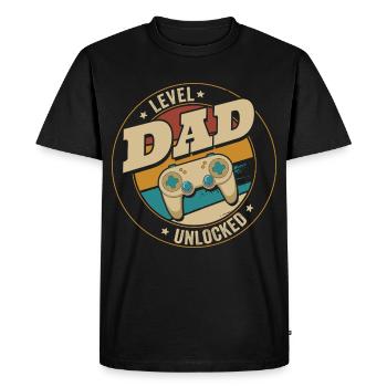 Dad Level Unlocked Dad To Be Gamer - Men's Premium Organic T-Shirt - black - Front - Nico (187cm)