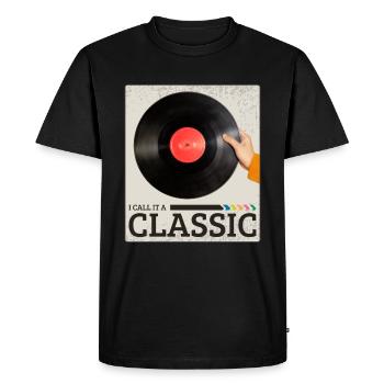 Je l’appelle un disque de musique rétro vinyle classique - T-shirt Premium bio Homme - noir - Devant - Nico (187cm)