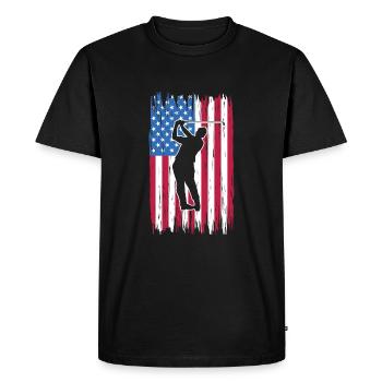 Golf Quote Retro American Flag Golf - Men's Premium Organic T-Shirt - black - Front - Nico (187cm)
