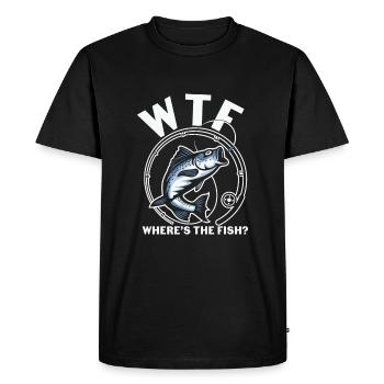 Citation de pêche Cadeau de pêche Drôle Où est le poisson? - T-shirt Premium bio Homme - noir - Devant - Nico (187cm)