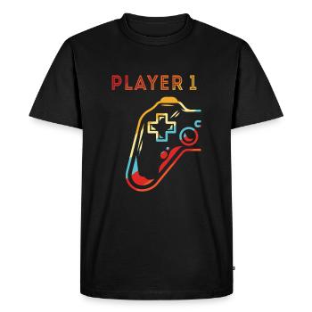 Gamer Quote Matching Gamer Couple Player 1 - Men's Premium Organic T-Shirt - black - Front - Nico (187cm)