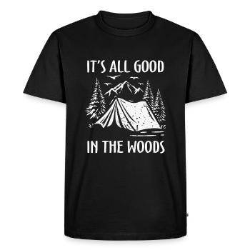 Citation de camping drôle Tout va bien dans les bois Cam - T-shirt Premium bio Homme - noir - Devant - Nico (187cm)