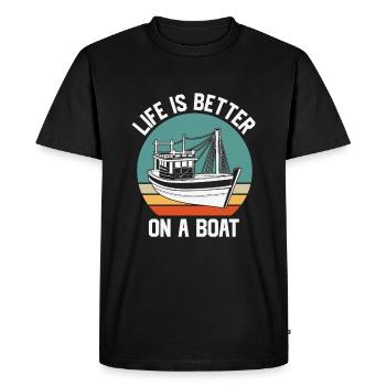 Citation de pêche La vie vintage est meilleure sur un bateau - T-shirt Premium bio Homme - noir - Devant - Nico (187cm)