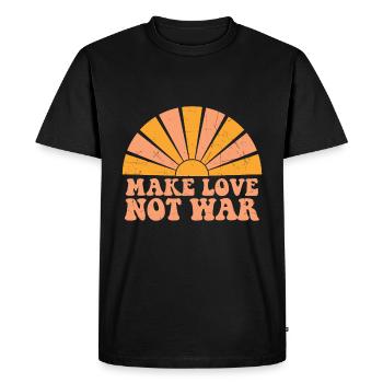 Hippie Quote Hippie Slogan Art Make Love Not War - Men's Premium Organic T-Shirt - black - Front - Nico (187cm)
