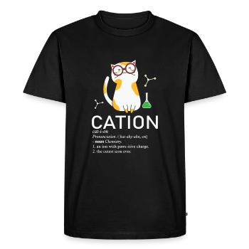 Cat Citation Cation Mignon Scientifique Chat - T-shirt Premium bio Homme - noir - Devant - Nico (187cm)