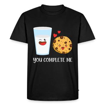 Citation de la Saint-Valentin Vous Me Complétez Kawaii Milk & Cook - T-shirt Premium bio Homme - noir - Devant - Nico (187cm)