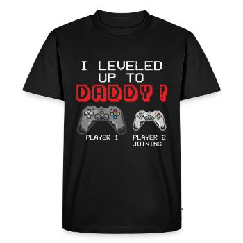 Gamer Quote Mens Leveled Up To Daddy Gamer Pregnan - Men's Premium Organic T-Shirt - black - Front - Nico (187cm)