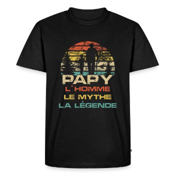 Papy - l'homme le mythe la legende, anni & noël - T-shirt Premium bio Homme - noir - Devant - Nico (187cm)