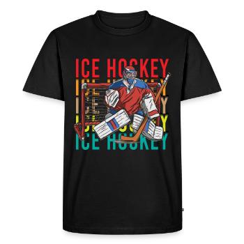 Bâton de hockey sur glace Masque de hockey sur glace Sport - T-shirt Premium bio Homme - noir - Devant - Nico (187cm)