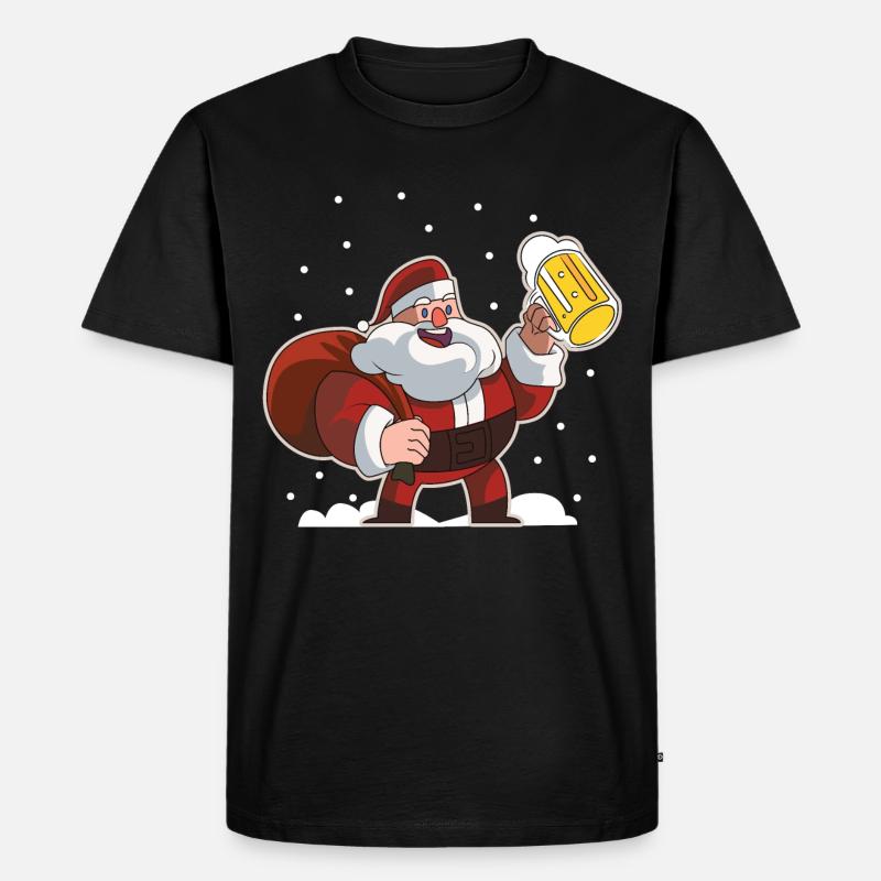 weihnachtsmann bier saufen - Männer Premium Bio T-Shirt - Schwarz
