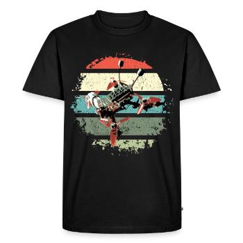 Drone Quadrocopter avec Retro Sunset Vintage - T-shirt Premium bio Homme - noir - Devant - Nico (187cm)