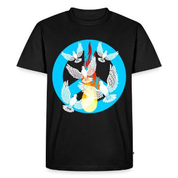 Colombes de la paix de la paix Mouvement mondial pour la paix - T-shirt Premium bio Homme - noir - Devant - Nico (187cm)