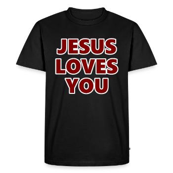 Jésus, proverbe anglais, foi, religion, Dieu - T-shirt Premium bio Homme - noir - Devant - Nico (187cm)