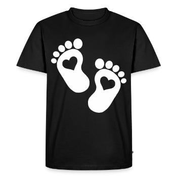 Bébé coeur parents enceintes bébé pieds mignon - T-shirt Premium bio Homme - noir - Devant - Nico (187cm)