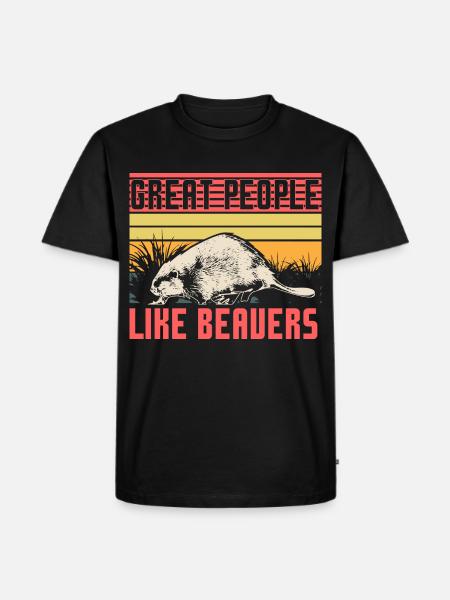 Biber Kanada Geschenkidee - Männer Premium Bio T-Shirt - Schwarz