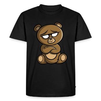 Ours brun doux - ours en peluche ours brun offensé - T-shirt Premium bio Homme - noir - Devant - Nico (187cm)
