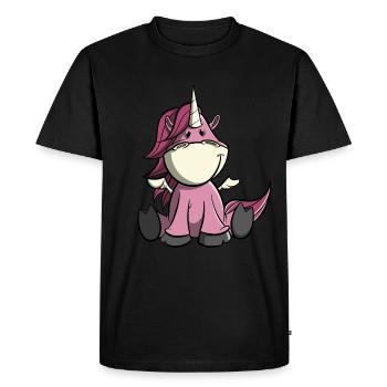 Mignonne licorne rose avec des ailes - T-shirt Premium bio Homme - noir - Devant - Nico (187cm)