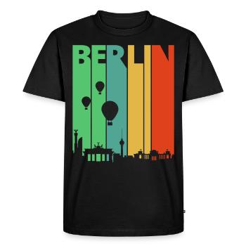 Rétro Berlin.Allemagne. Paysage urbain Skyline. - T-shirt Premium bio Homme - noir - Devant - Nico (187cm)