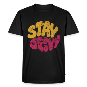 Restez Groovy - T-shirt Premium bio Homme - noir - Devant - Nico (187cm)