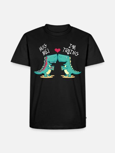 Dino Hug - Men's Premium Organic T-Shirt - black