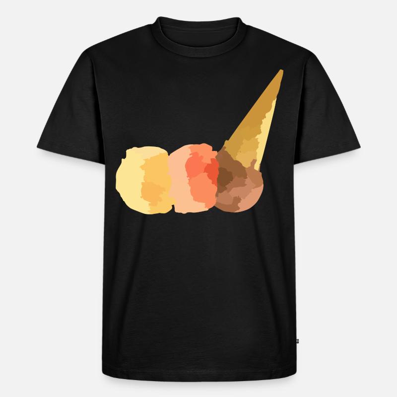 Sommer Eis - 3 Kugeln Vanille Erdbeer & Schoko - Männer Premium Bio T-Shirt - Schwarz