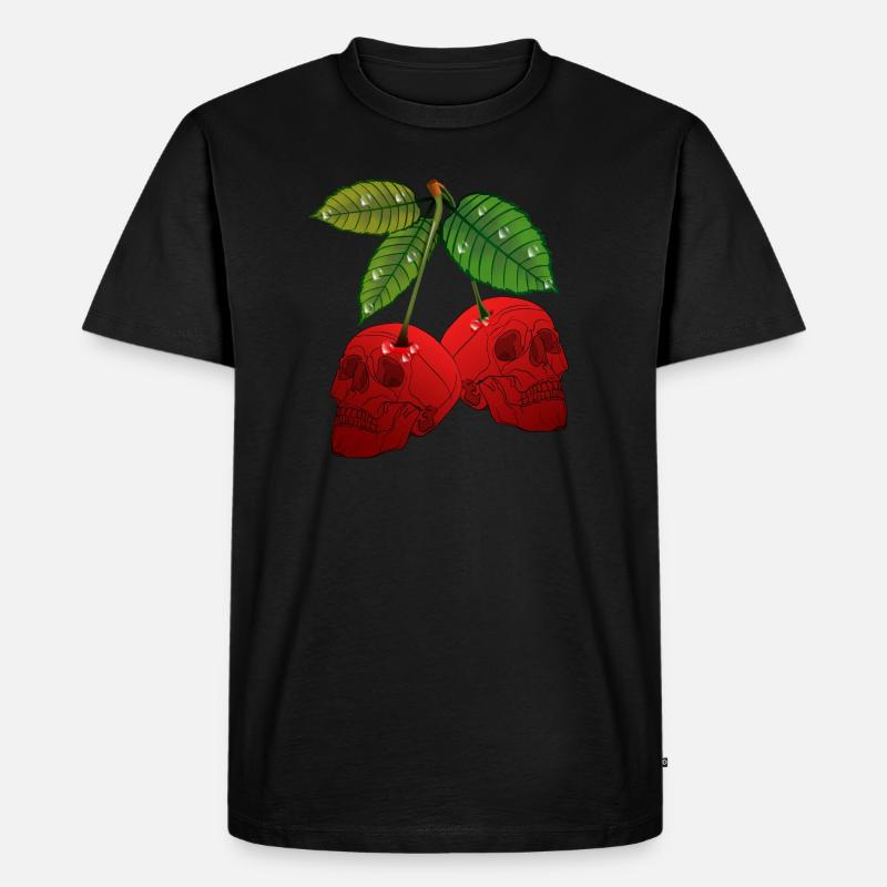 Kirsche Totenkopf - Männer Premium Bio T-Shirt - Schwarz