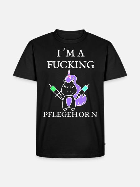 Pflegehorn - Männer Premium Bio T-Shirt - Schwarz
