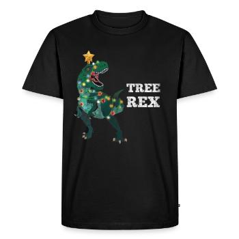Dino T-Rex Christmas Santa Hat Dinosaure - T-shirt Premium bio Homme - noir - Devant - Nico (187cm)