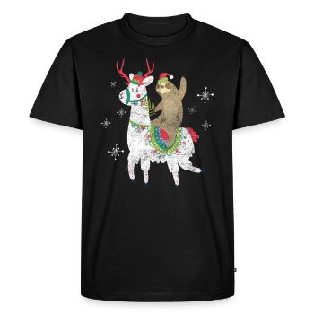Cadeau drôle drôle de Noël d'alpaga lama - T-shirt Premium bio Homme - noir - Devant - Nico (187cm)